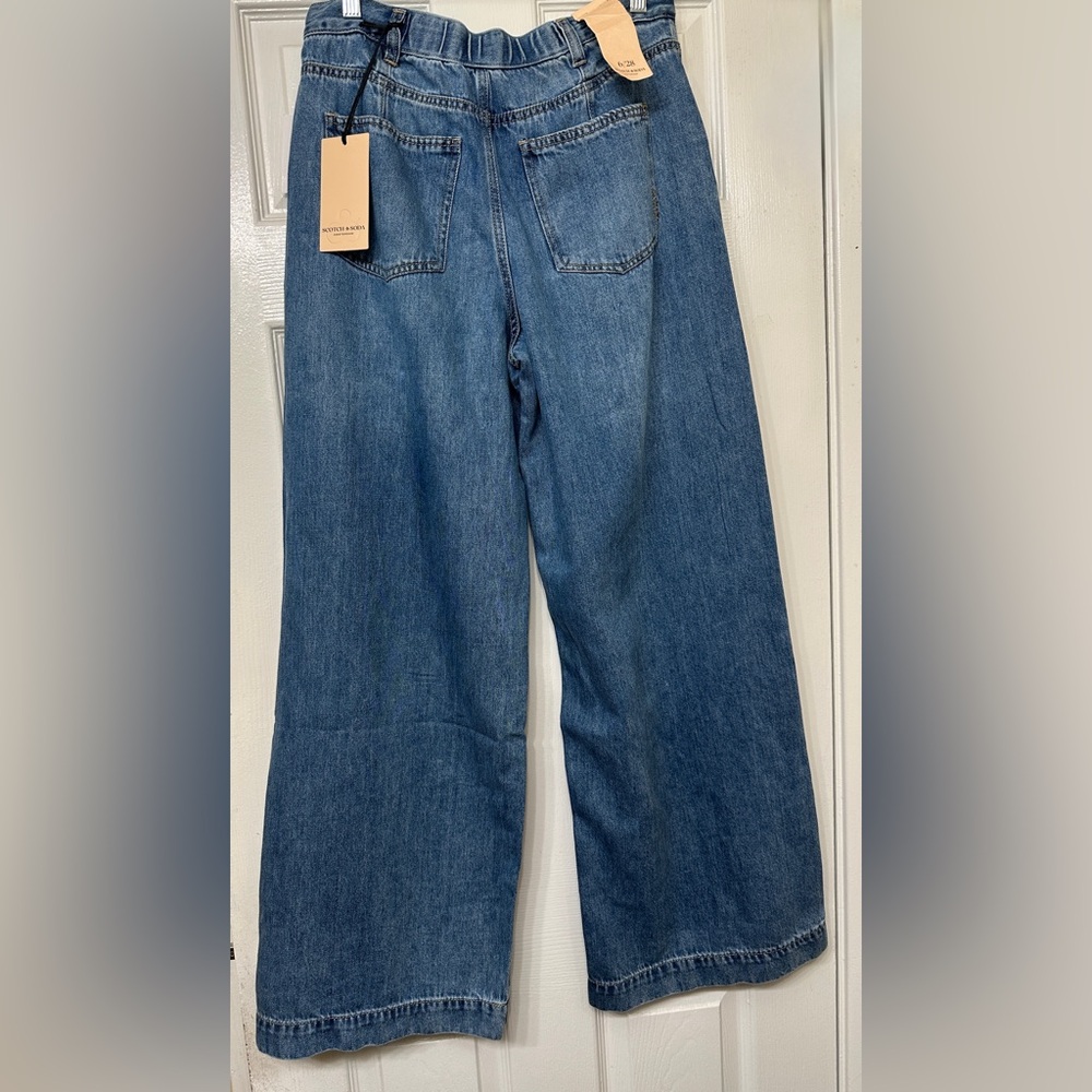 Scotch and Soda Amsterdam Jeans Blue Denim Wide Leg Size 6 28 Waist New - Picture 3 of 9